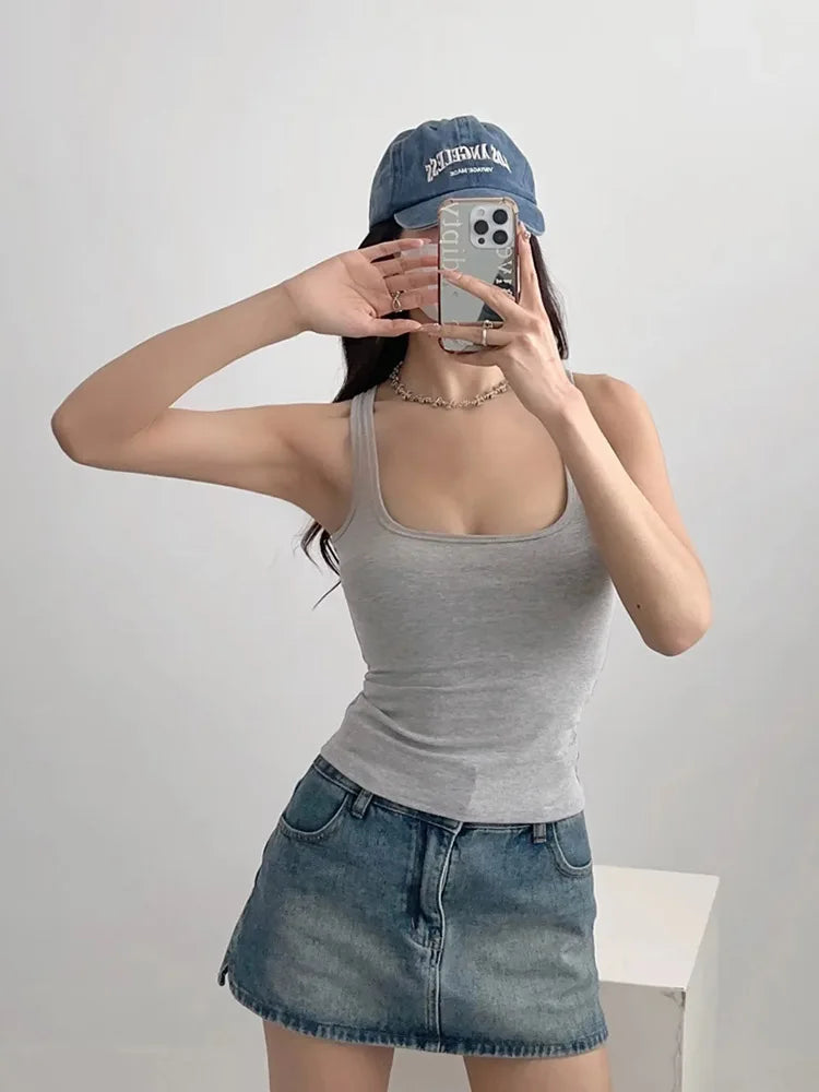 Square Neck Sculpted Crop Top