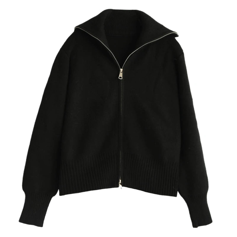 Korean Zipper Knit Cardigan