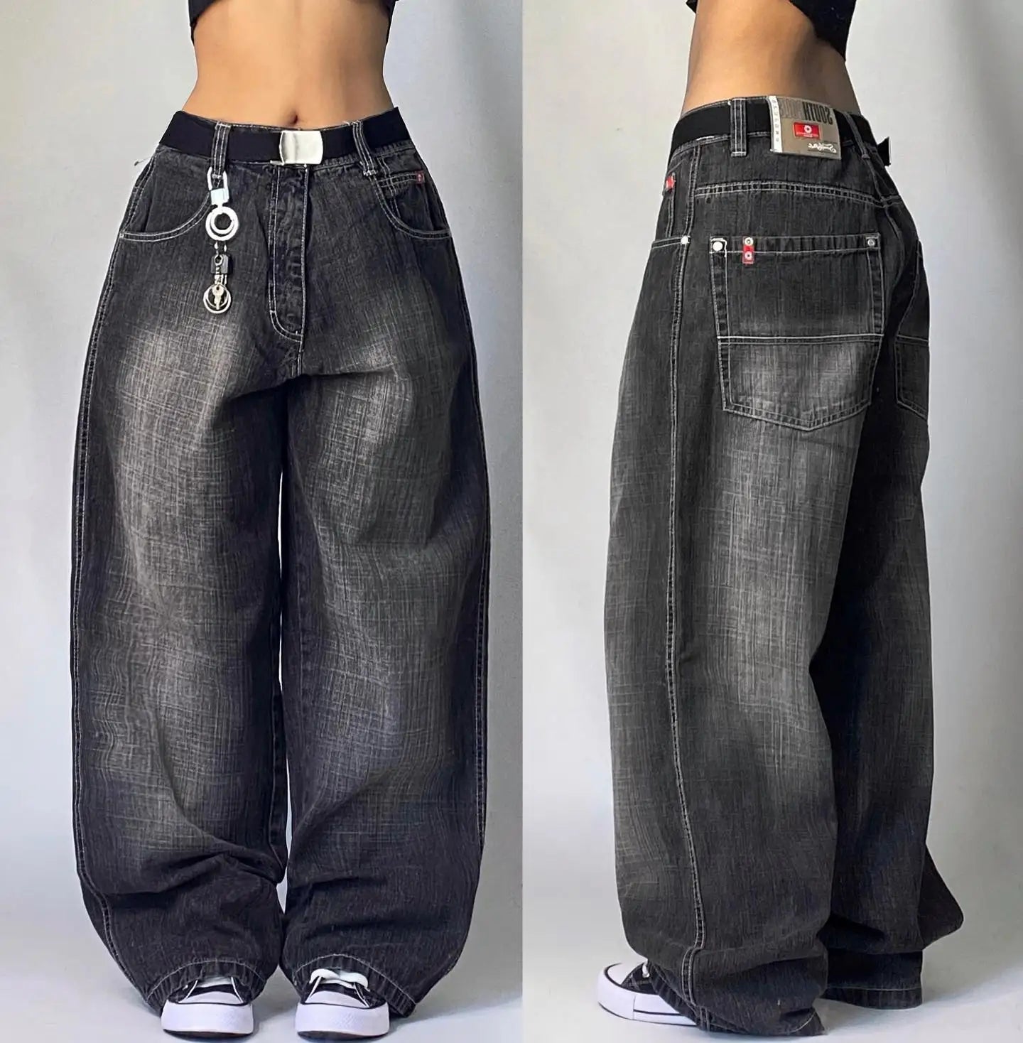 Oversized Print Baggy Jeans