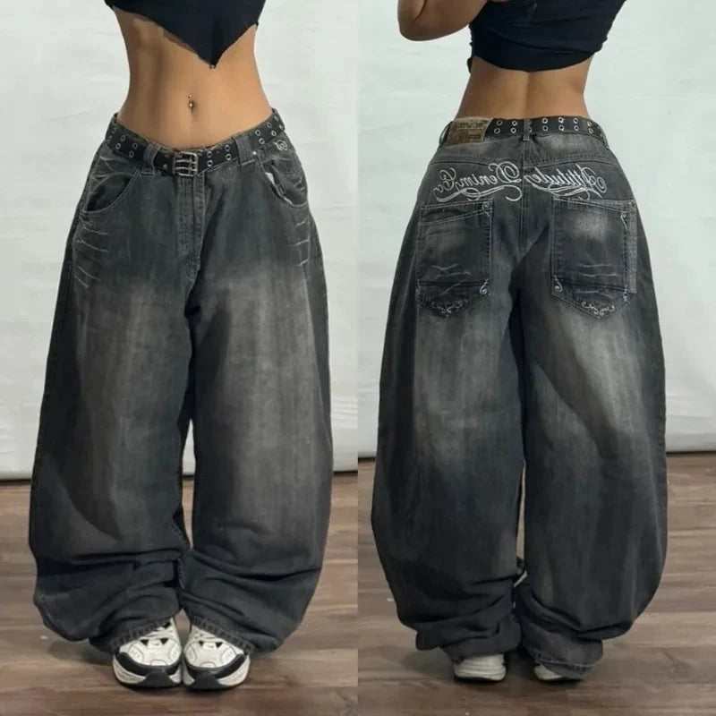 Oversized Print Baggy Jeans