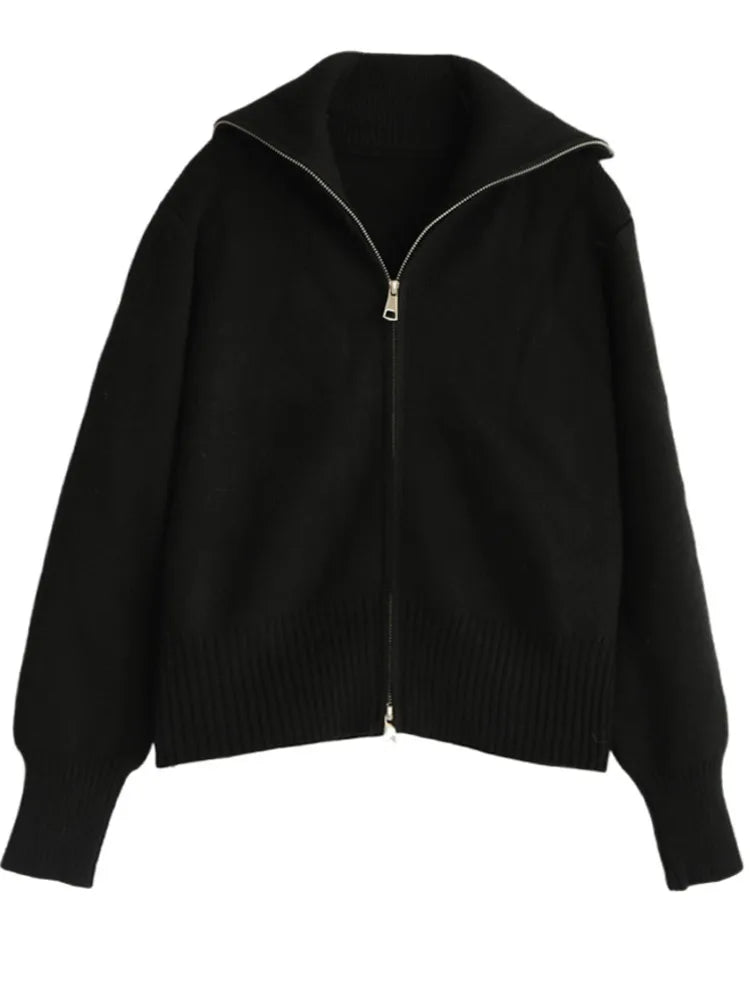 Korean Zipper Knit Cardigan
