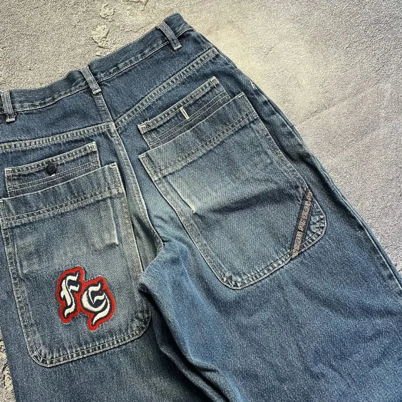 Harajuku Letter Embroidery Loose Jeans