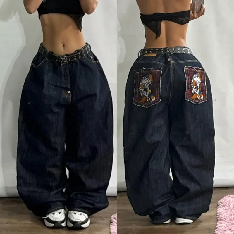 Oversized Print Baggy Jeans