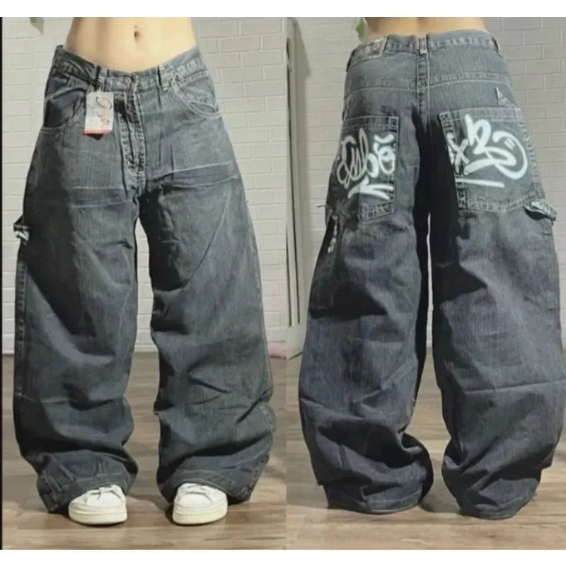 Oversized Print Baggy Jeans