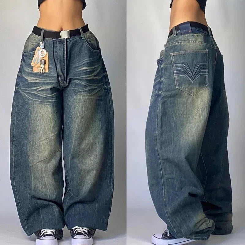 Oversized Print Baggy Jeans