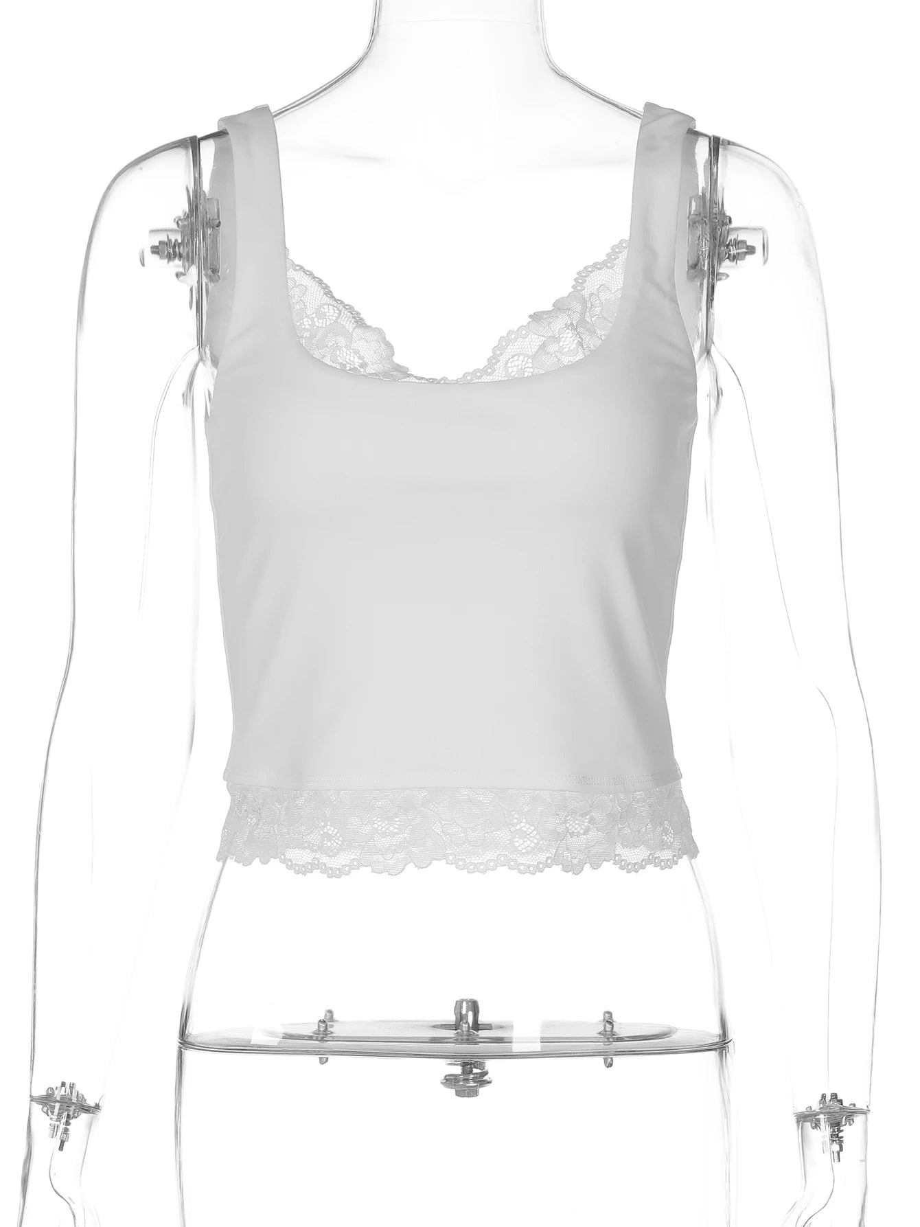 Backless Lace Ruffle Tank Top