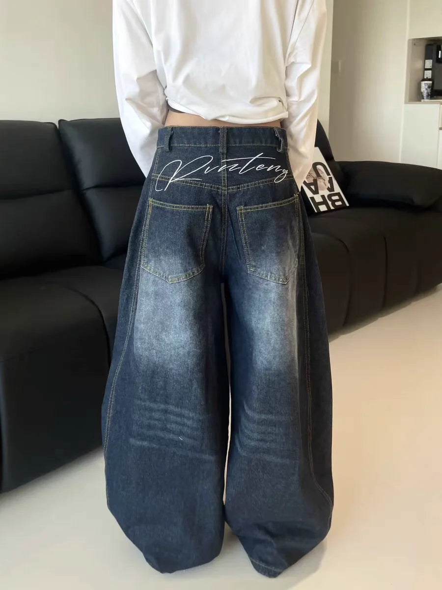 Washed Baggy Wide Leg Jeans