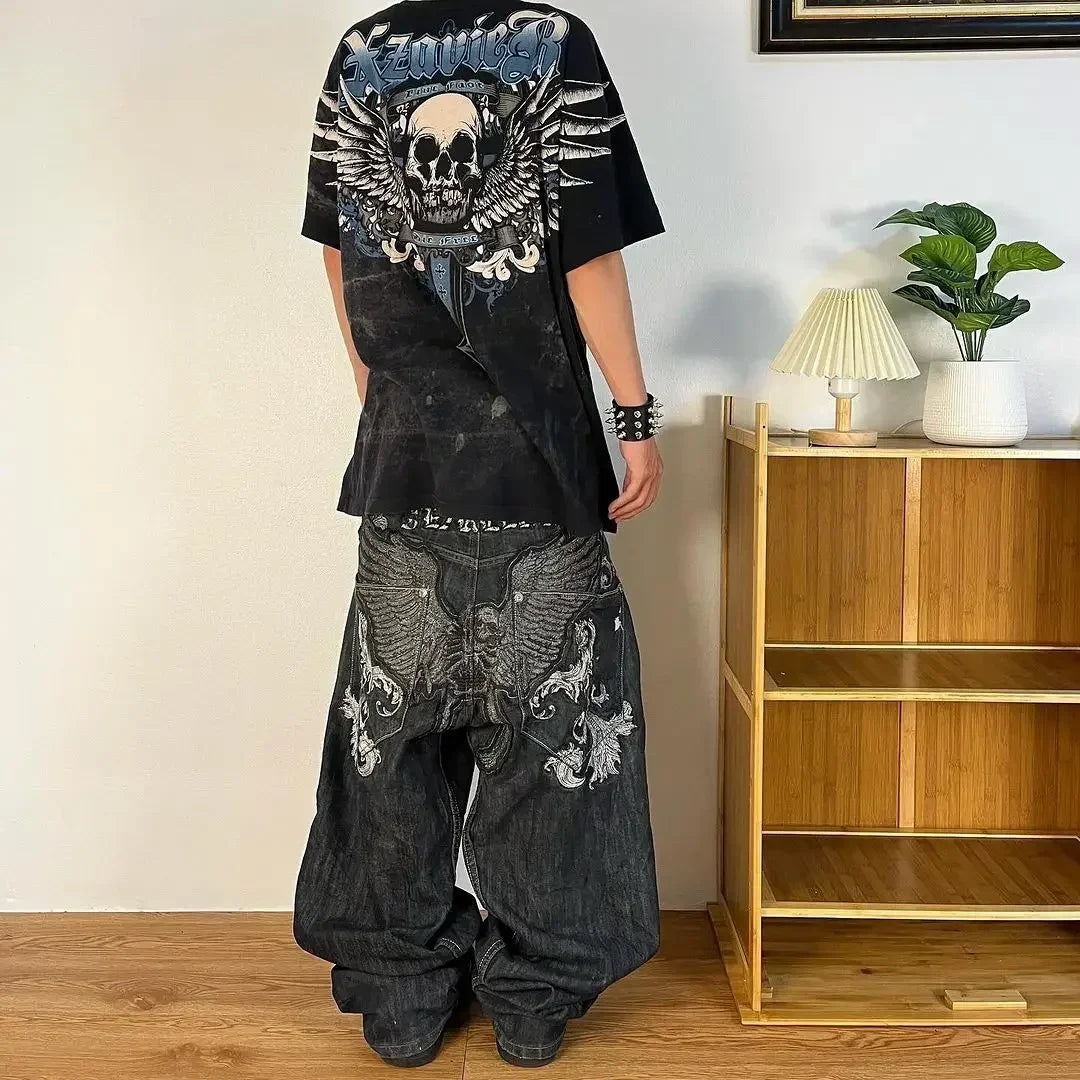Harajuku Letter Embroidery Loose Jeans