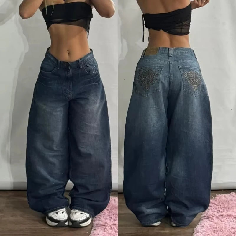 Oversized Print Baggy Jeans