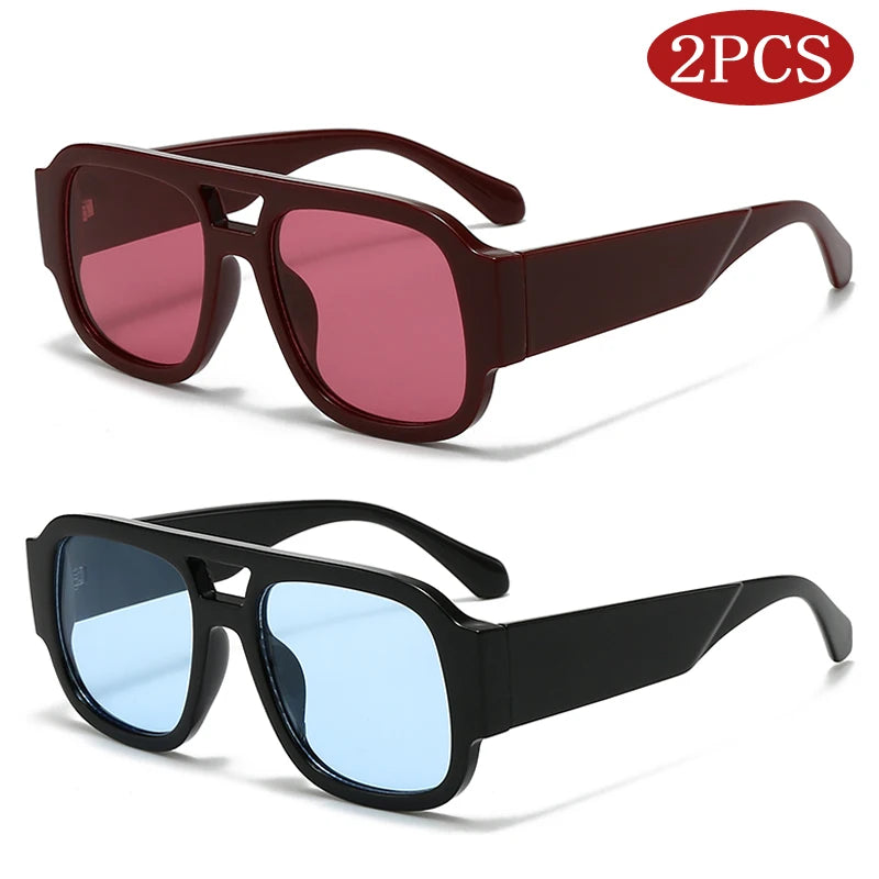 Candy Color Square Sunglasses — 2 Pack