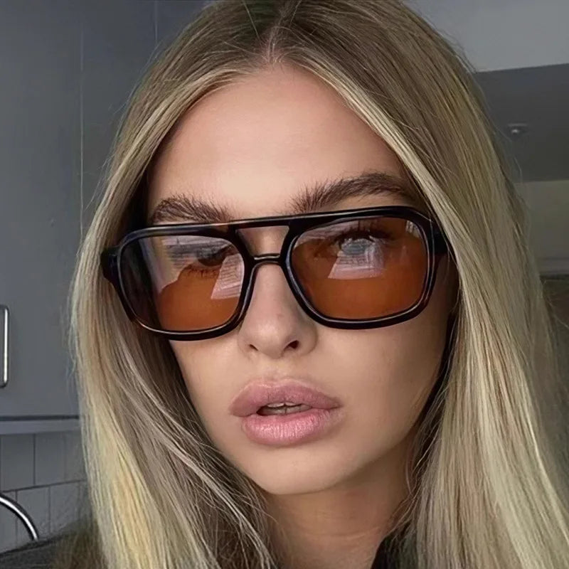 Y2K Small Frame Retro Double Beam Sunglasses