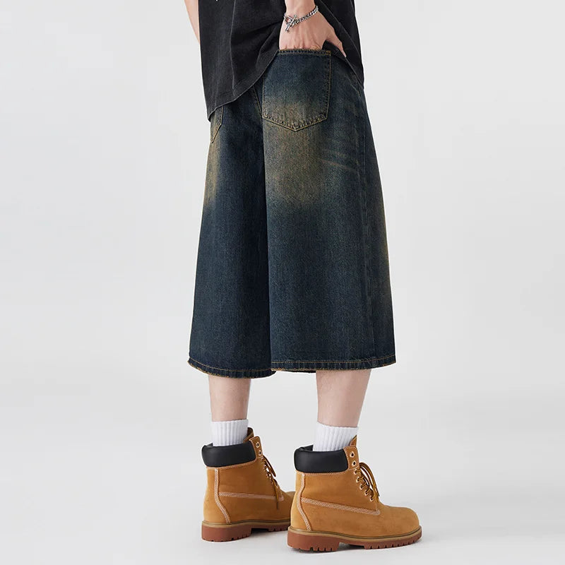 Loose Wide Leg Denim Shorts