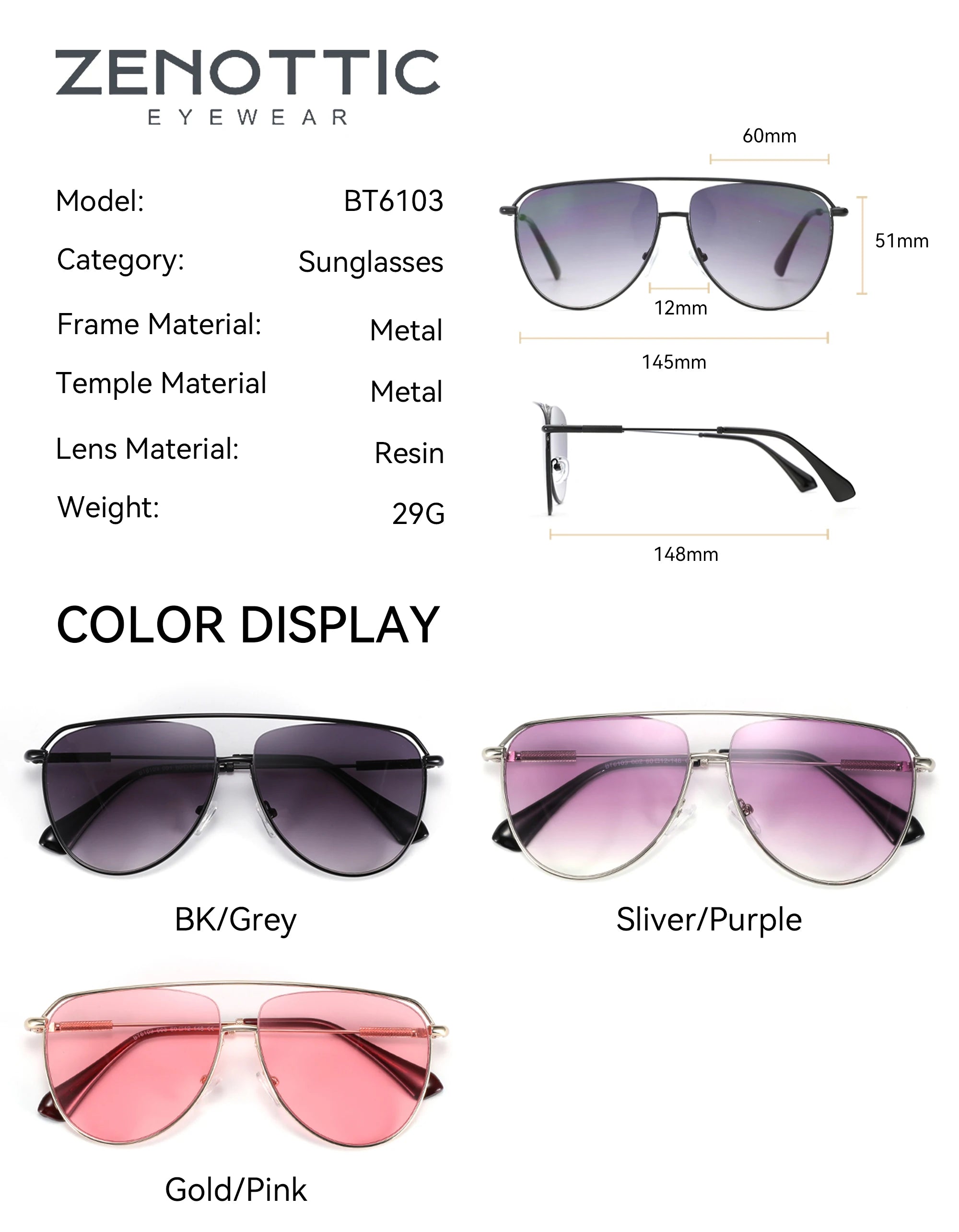 Pilot Double Bridge Gradient Sunglasses