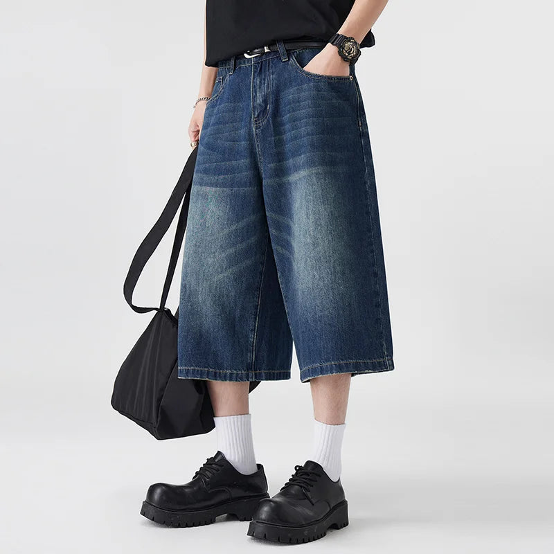 Loose Wide Leg Denim Shorts