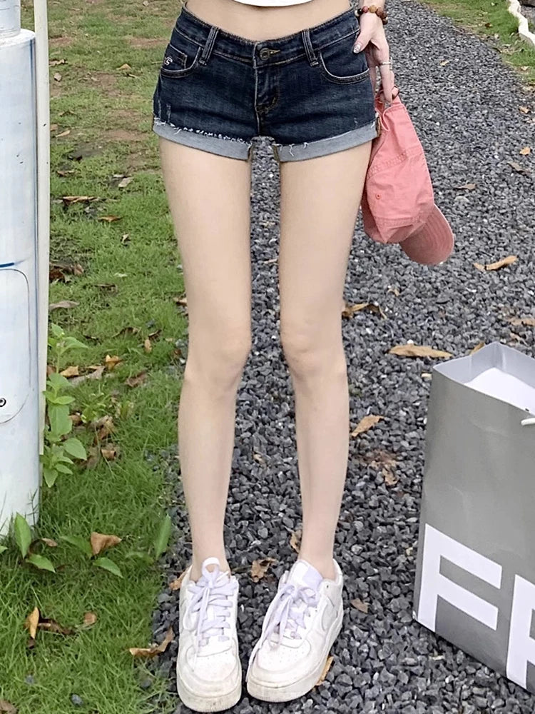 Low Waist Slim Denim Shorts
