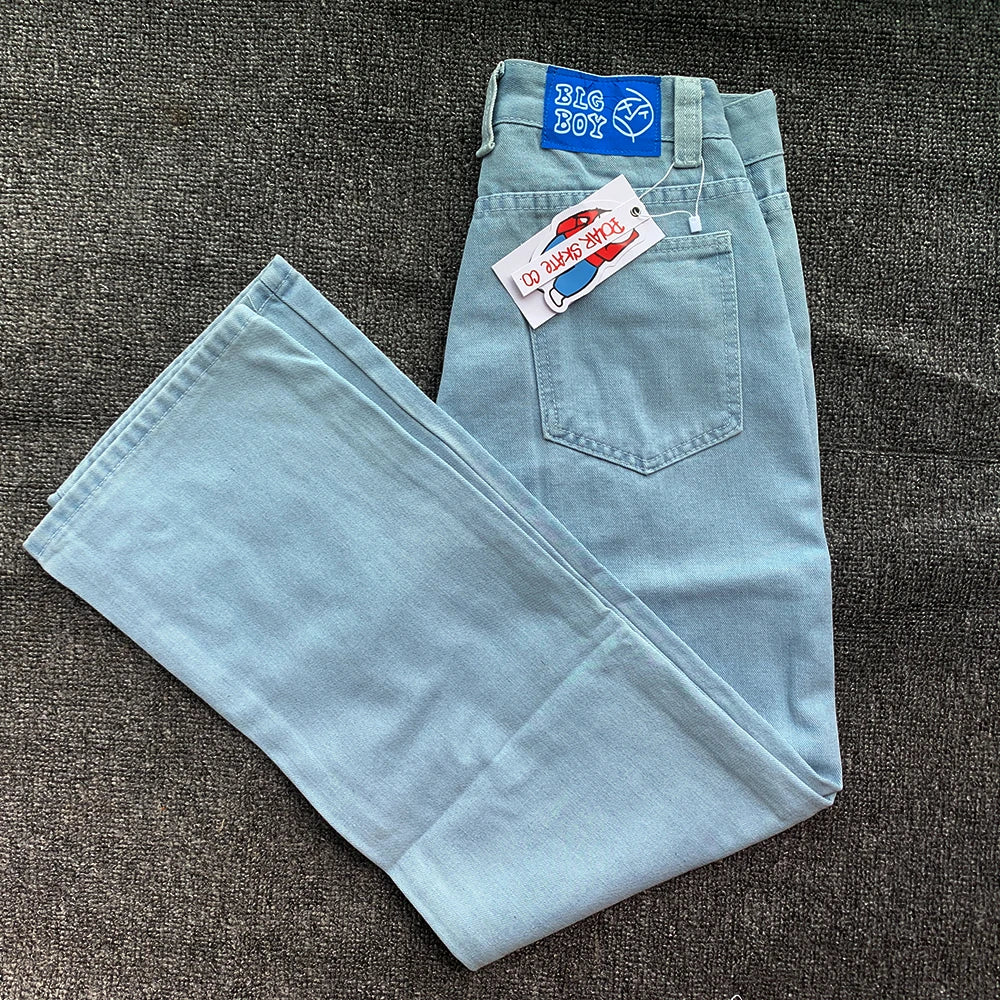 Cartoon Embroidery Straight Leg Jeans