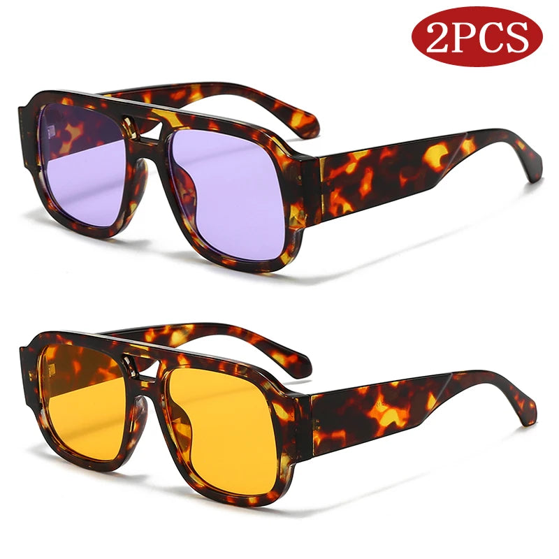 Candy Color Square Sunglasses — 2 Pack