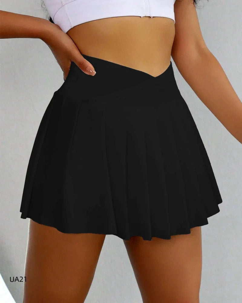 2-in-1 Crossover High Waist Skort