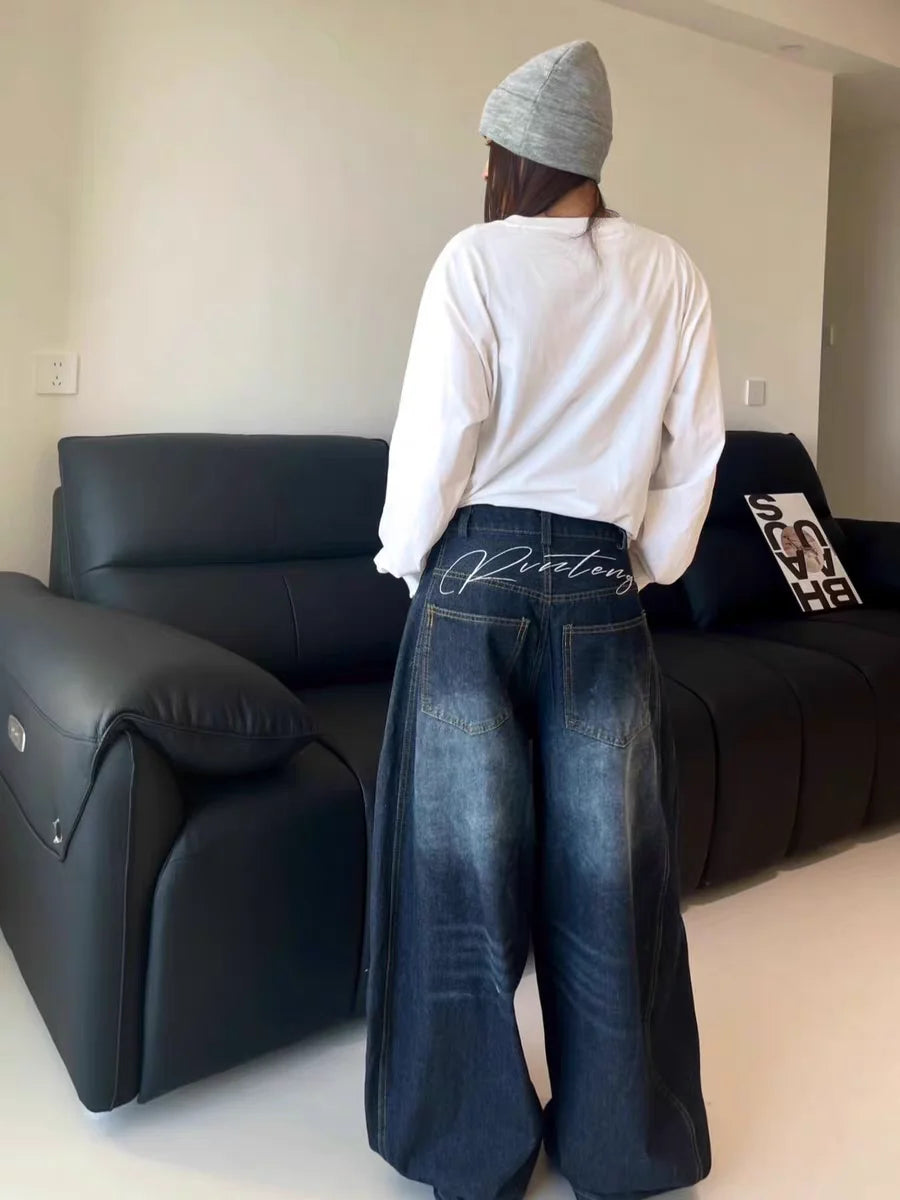 Washed Baggy Wide Leg Jeans