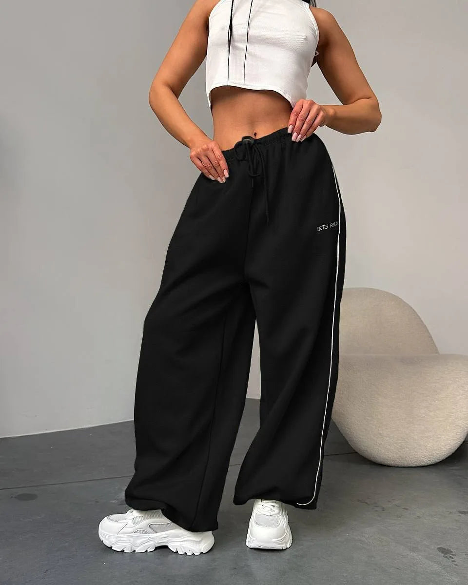 Black Oversized Wide Leg Joggers