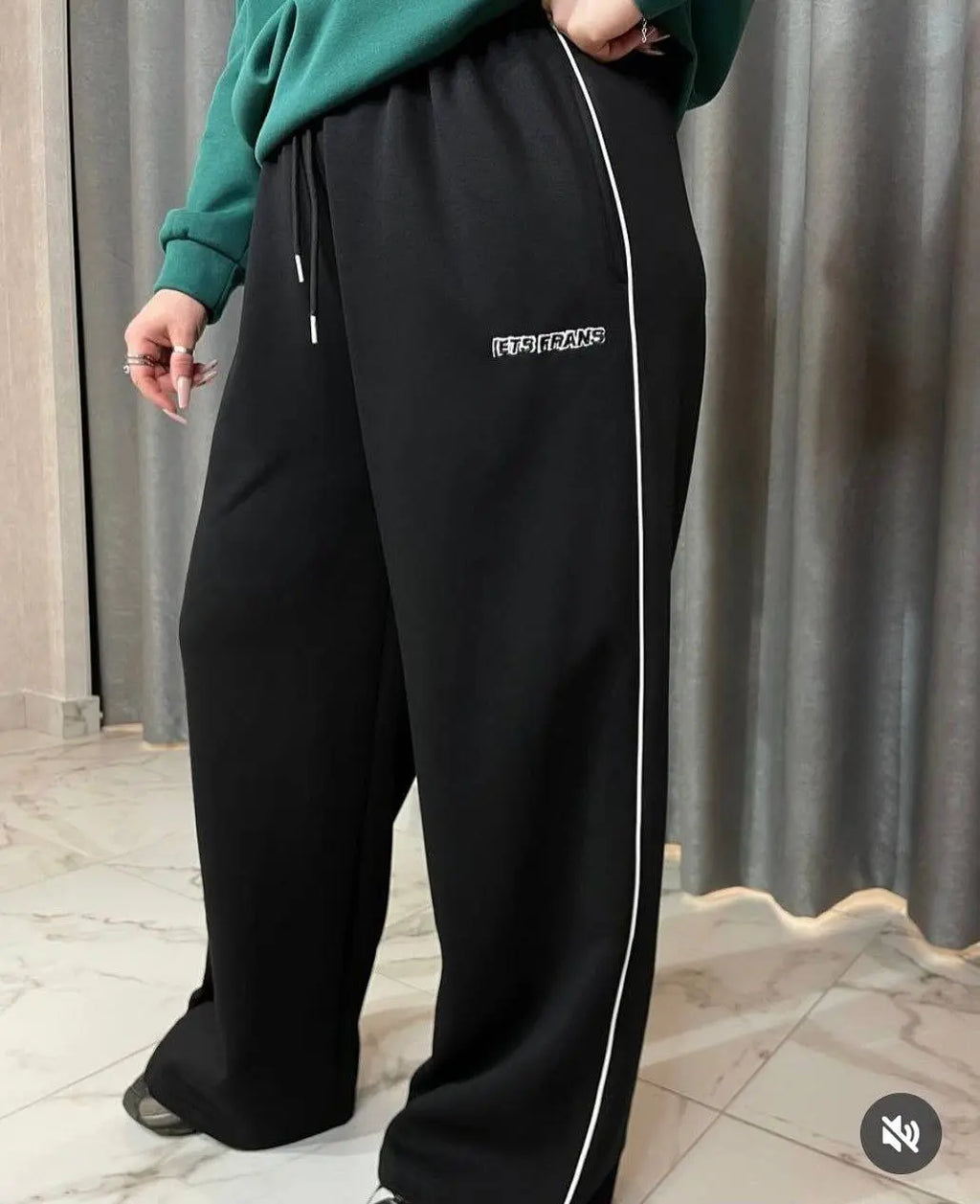 Black Oversized Wide Leg Joggers