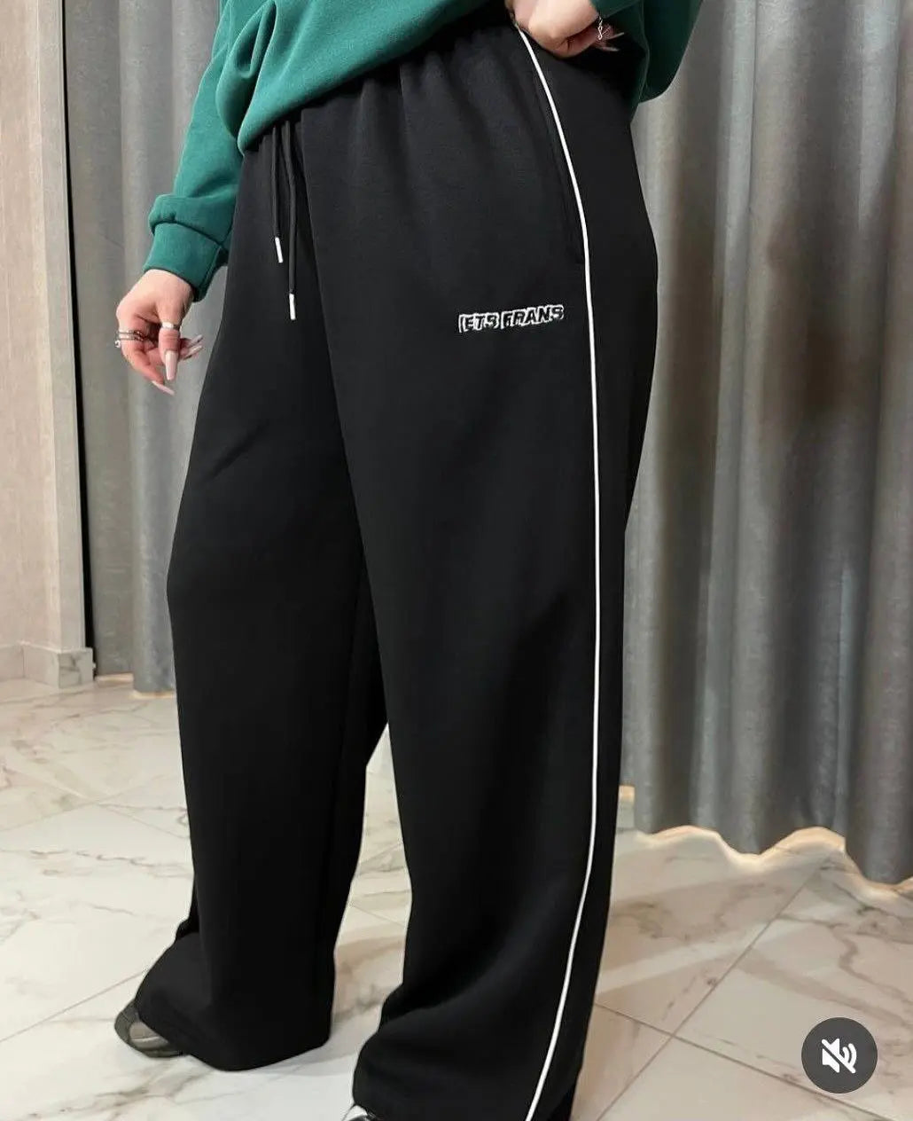 Black Oversized Wide Leg Joggers