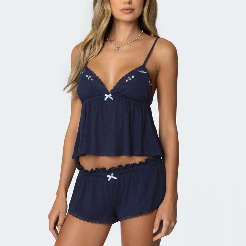 Lace Cami & Shorts Pajama Set
