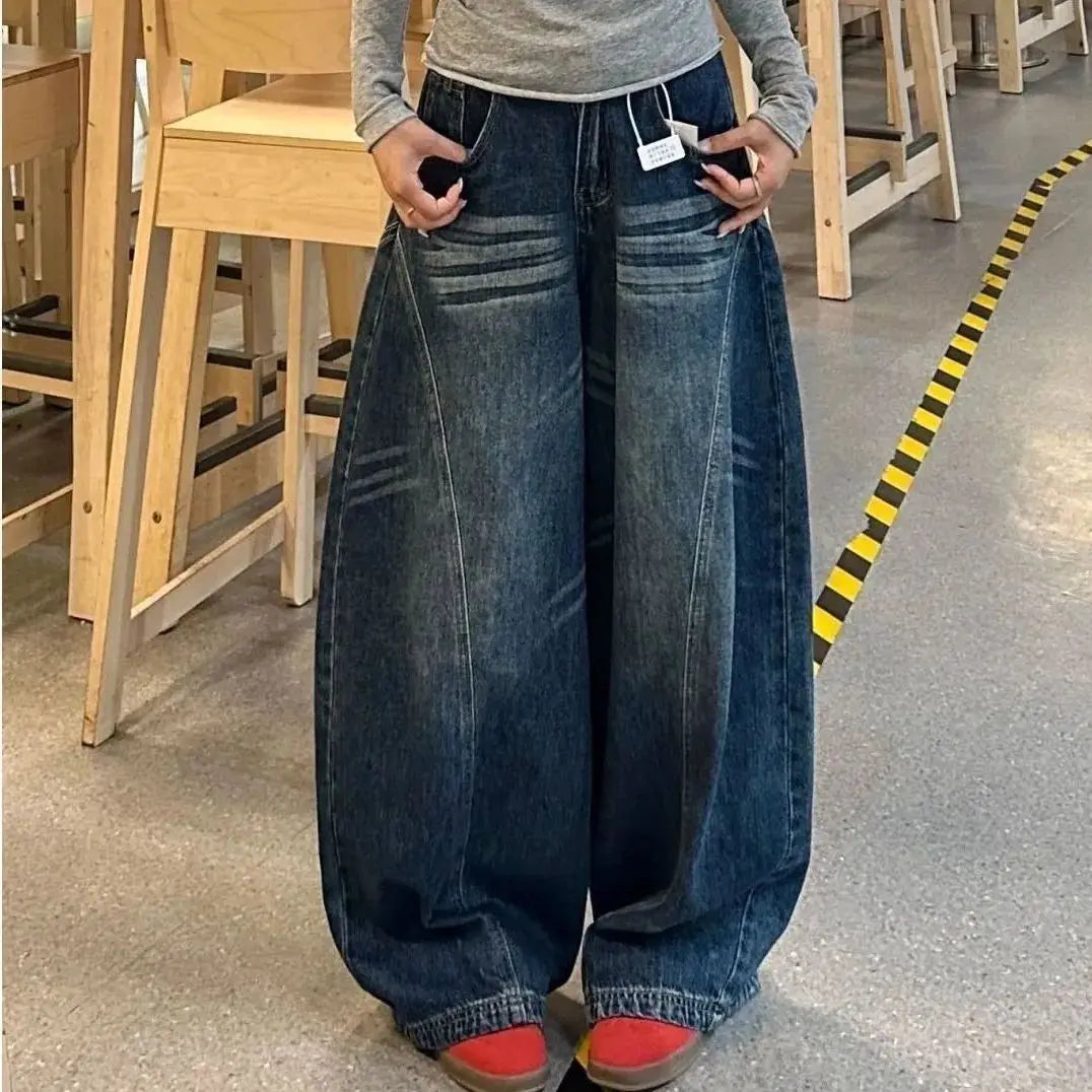 Washed Baggy Wide Leg Jeans