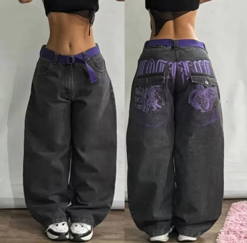 Oversized Print Baggy Jeans