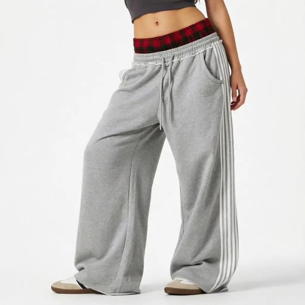 Striped Splice High Waist Wide Leg Pants