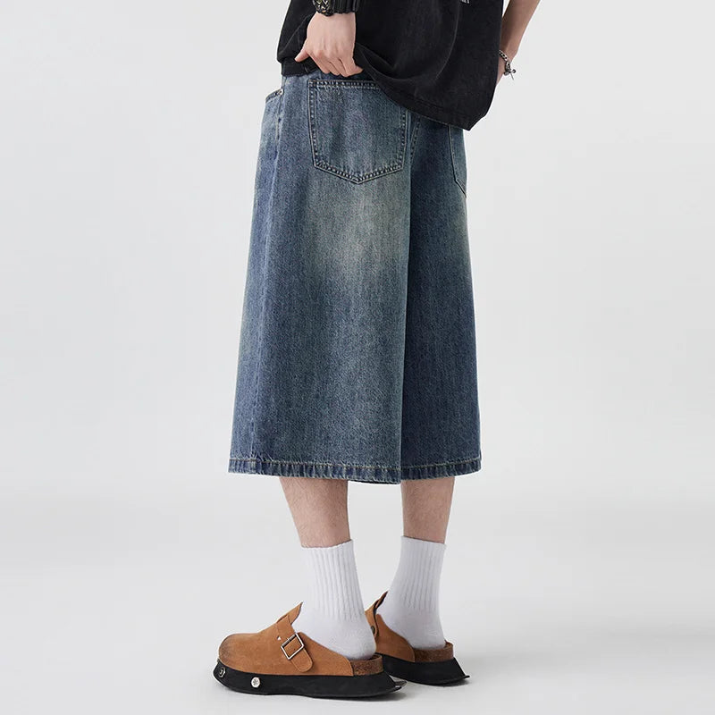 Loose Wide Leg Denim Shorts