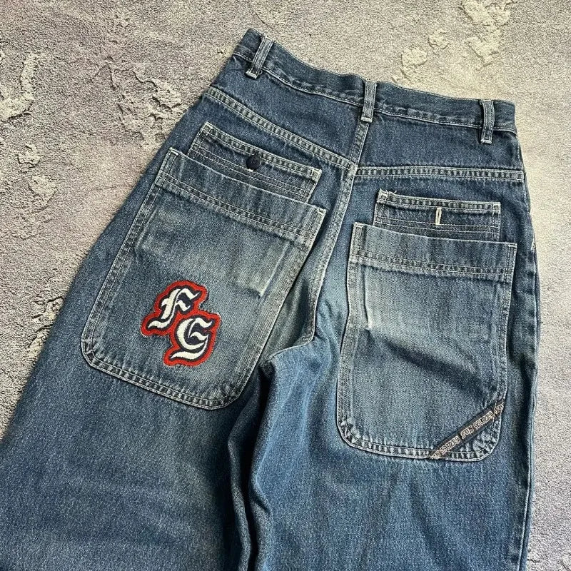 Harajuku Letter Embroidery Loose Jeans
