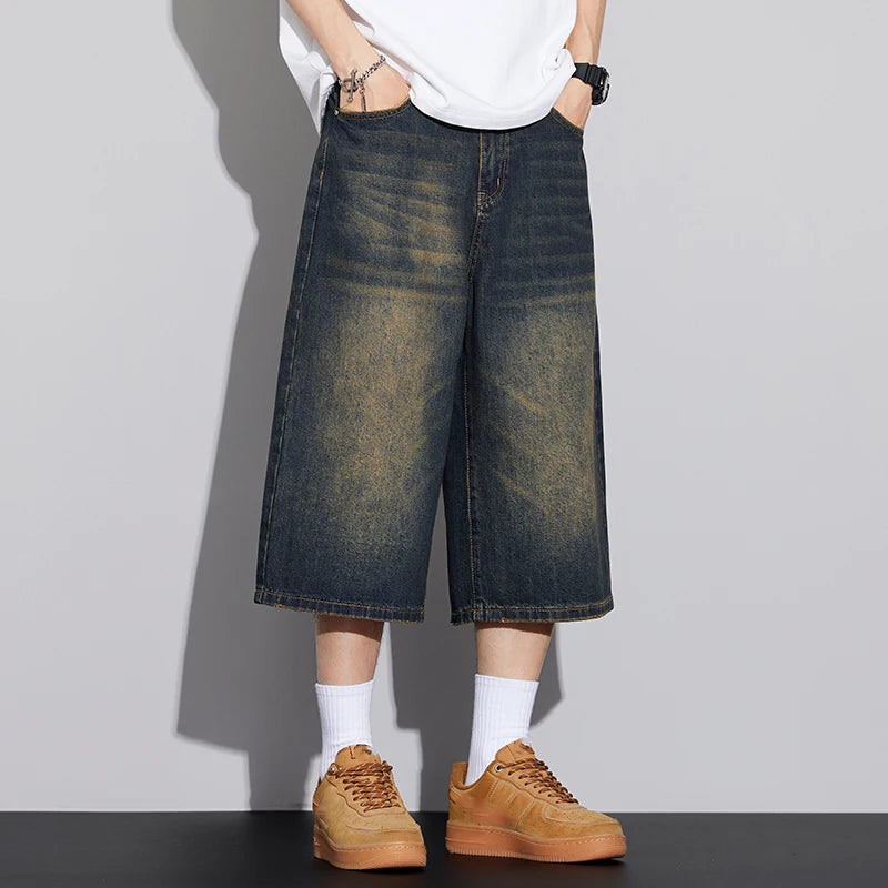 Loose Wide Leg Denim Shorts
