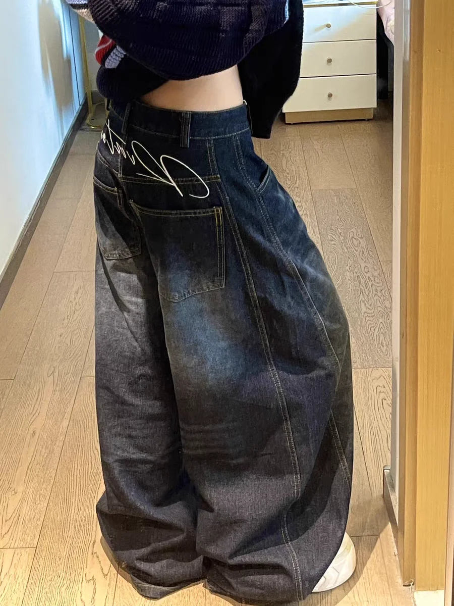 Washed Baggy Wide Leg Jeans