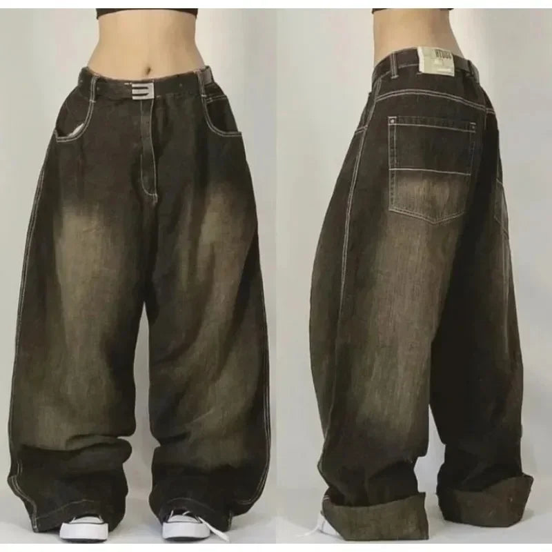 Oversized Print Baggy Jeans