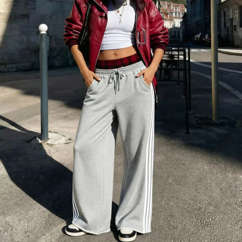 Striped Splice High Waist Wide Leg Pants