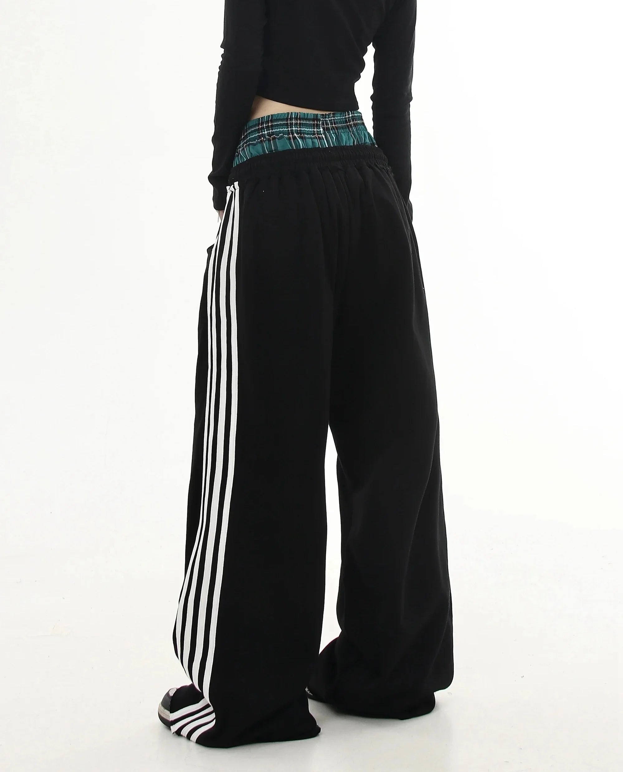 Striped Splice High Waist Wide Leg Pants