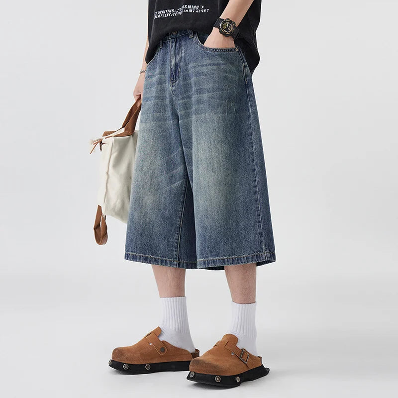 Loose Wide Leg Denim Shorts